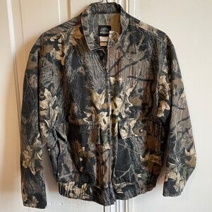 Vintage Wolf Mountain Camo Bomber Jacket with Cinch Waist Size M Made in USA